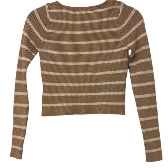 Tan and White Striped Knit Sweater-EUC - Picture 2 of 4